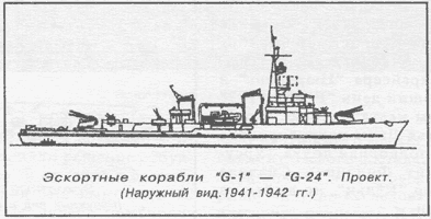 Эскортные корабли "G-1" - "G-24" Проект (Наружный вид. 1941-1942 гг.)